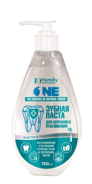 Изображение товара Зубная паста для бережного отбеливания с дозатором Фэмили Косметик 150мл Зубная паста для бережного отбеливания с дозатором Фэмили Косметик 150мл фотография
