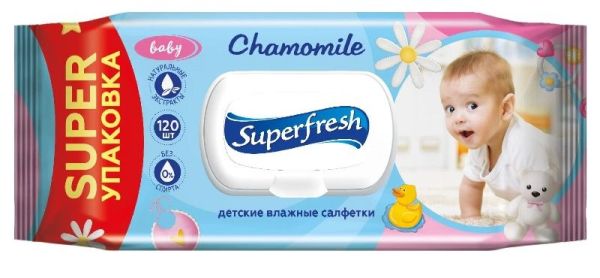 Влажные салфетки superfresh для детей и мам с клапаном 120шт фотография