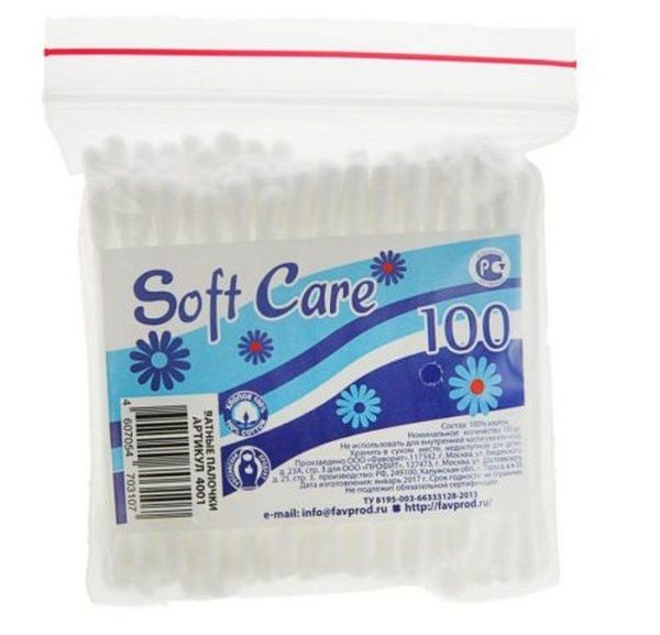 Ватные палочки Soft care 100шт фотография